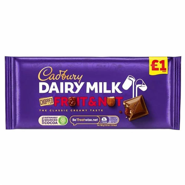 Cadbury Dairy Milk Chopped Fruit Nut 95Gm (Imported)