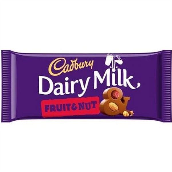 Buy Cadbury Dairy Milk Fruit & Nut 165Gm (Imported) online in india. Buy all types of imported chocolates, imported chocolate, imported candy, imported candies, foreign chocolate, foreign chocolates, foreign snacks, foreign biscuites, foreign cookies, international chocolates, international snacks, imported cooikes, imported biscuits, imported cold drinks, imported drinks, dry fruits, dates, honey, spread, imported chips, imported wafers, imported marshmallow, imported jelly near you. 