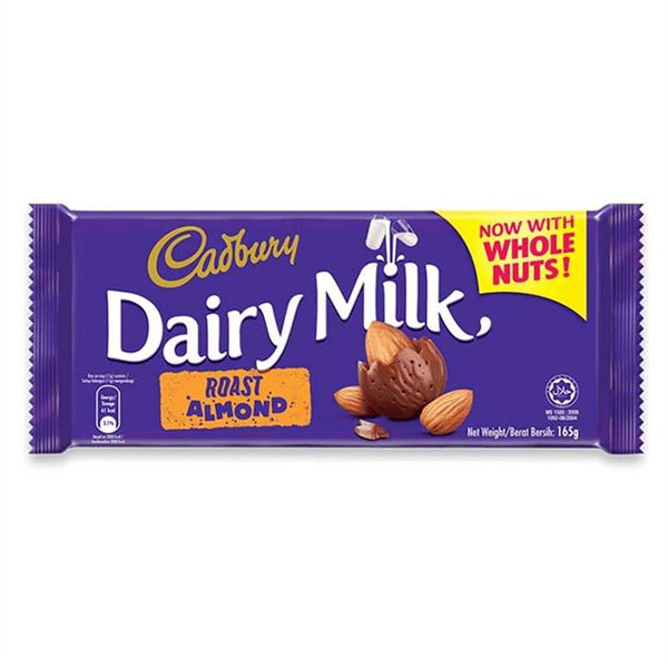 Buy Cadbury Dairy Milk Roast Almond Bar 165 g (Imported) online in india. Buy all types of imported chocolates, imported chocolate, imported candy, imported candies, foreign chocolate, foreign chocolates, foreign snacks, foreign biscuites, foreign cookies, international chocolates, international snacks, imported cooikes, imported biscuits, imported cold drinks, imported drinks, dry fruits, dates, honey, spread, imported chips, imported wafers, imported marshmallow, imported jelly near you. 