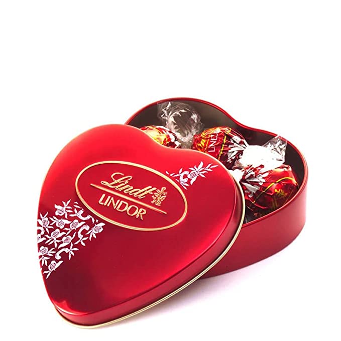 Lindt Lindor Chocolate Gift Pack Heart Tin Box- 62.5g (Imported Chocolate)