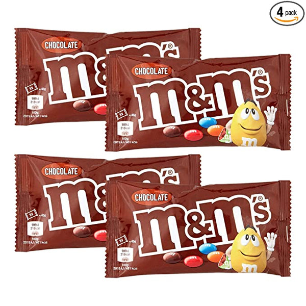 M & M MARS Chocolate- 4 Pack Pouch, 4 x 45 g (Imported Chocolate Candy)