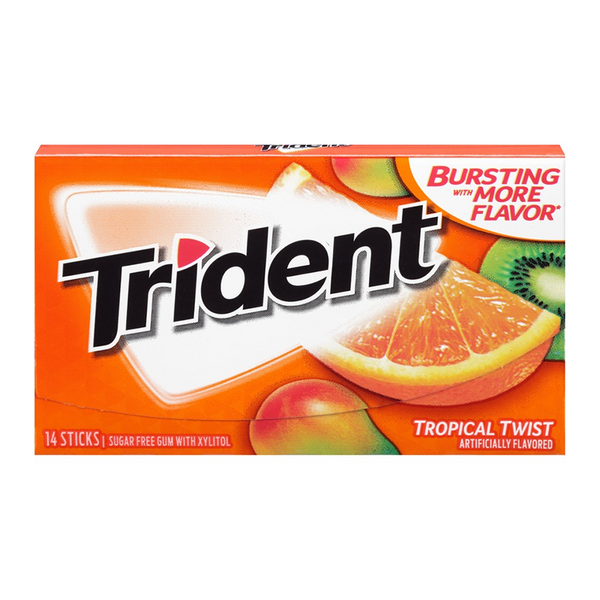 Buy trident sugar free chewing gum tropical twist online in india. Buy all types of imported chocolates, imported chocolate, imported candy, imported candies, foreign chocolate, foreign chocolates, foreign snacks, foreign biscuites, foreign cookies, international chocolates, international snacks, imported cooikes, imported biscuits, imported cold drinks, imported drinks, dry fruits, dates, honey, spread, imported chips, imported marshmallow, imported jelly near you on https://www.chocoliz.com/ 